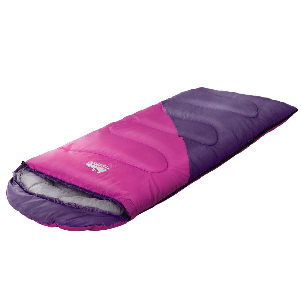 Weisshorn Sleeping Bag Kids Single 172cm Thermal Camping Hiking Pink - Harrogates