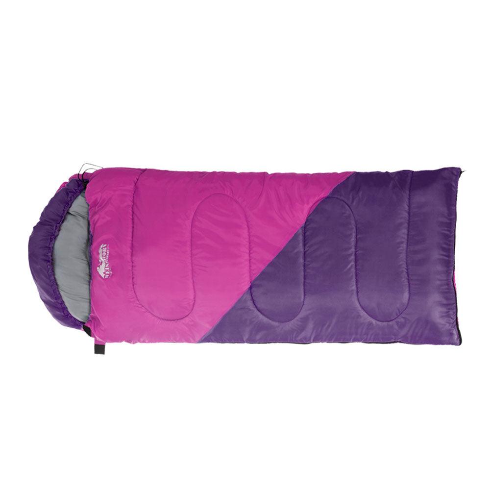 Weisshorn Sleeping Bag Kids Single 172cm Thermal Camping Hiking Pink - Harrogates