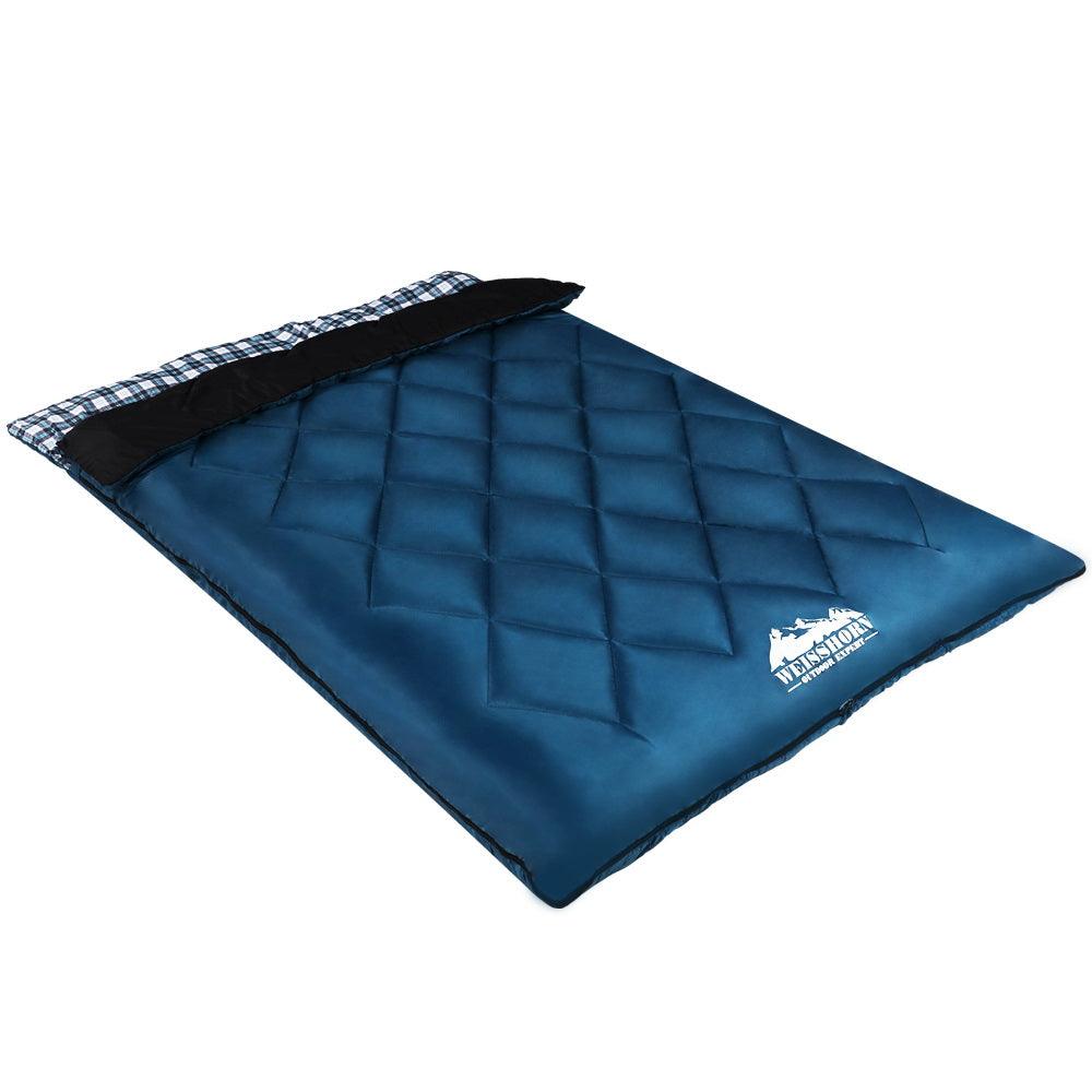 Weisshorn Sleeping Bag Double Pillow Thermal Camping Hiking Tent Blue -10°C - Harrogates