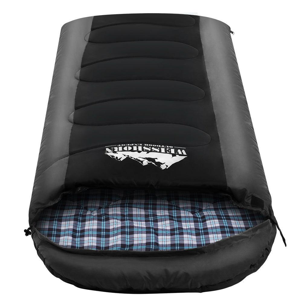 Weisshorn Sleeping Bag Single Thermal Camping Hiking Tent Black -20°C - Harrogates