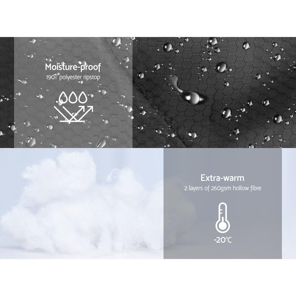Weisshorn Sleeping Bag Single Thermal Camping Hiking Tent Black -20°C - Harrogates