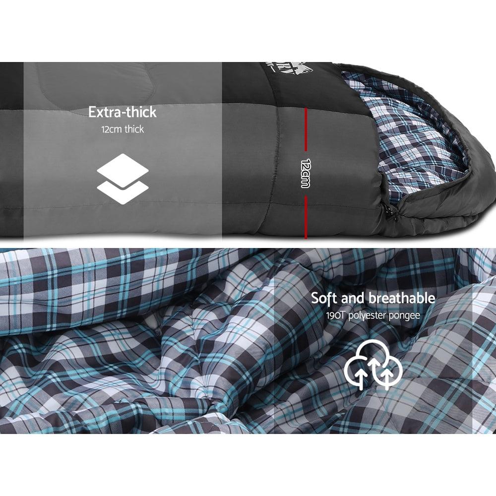 Weisshorn Sleeping Bag Single Thermal Camping Hiking Tent Black -20°C - Harrogates