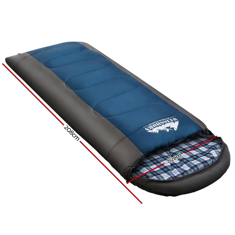 Weisshorn Sleeping Bag Single Thermal Camping Hiking Tent Blue -20°C - Harrogates