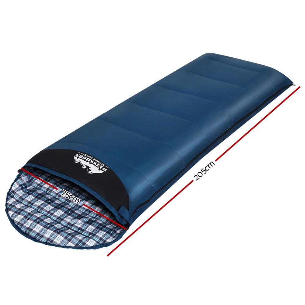 Weisshorn Sleeping Bag Single Thermal Camping Hiking Tent Blue 0°C - Harrogates