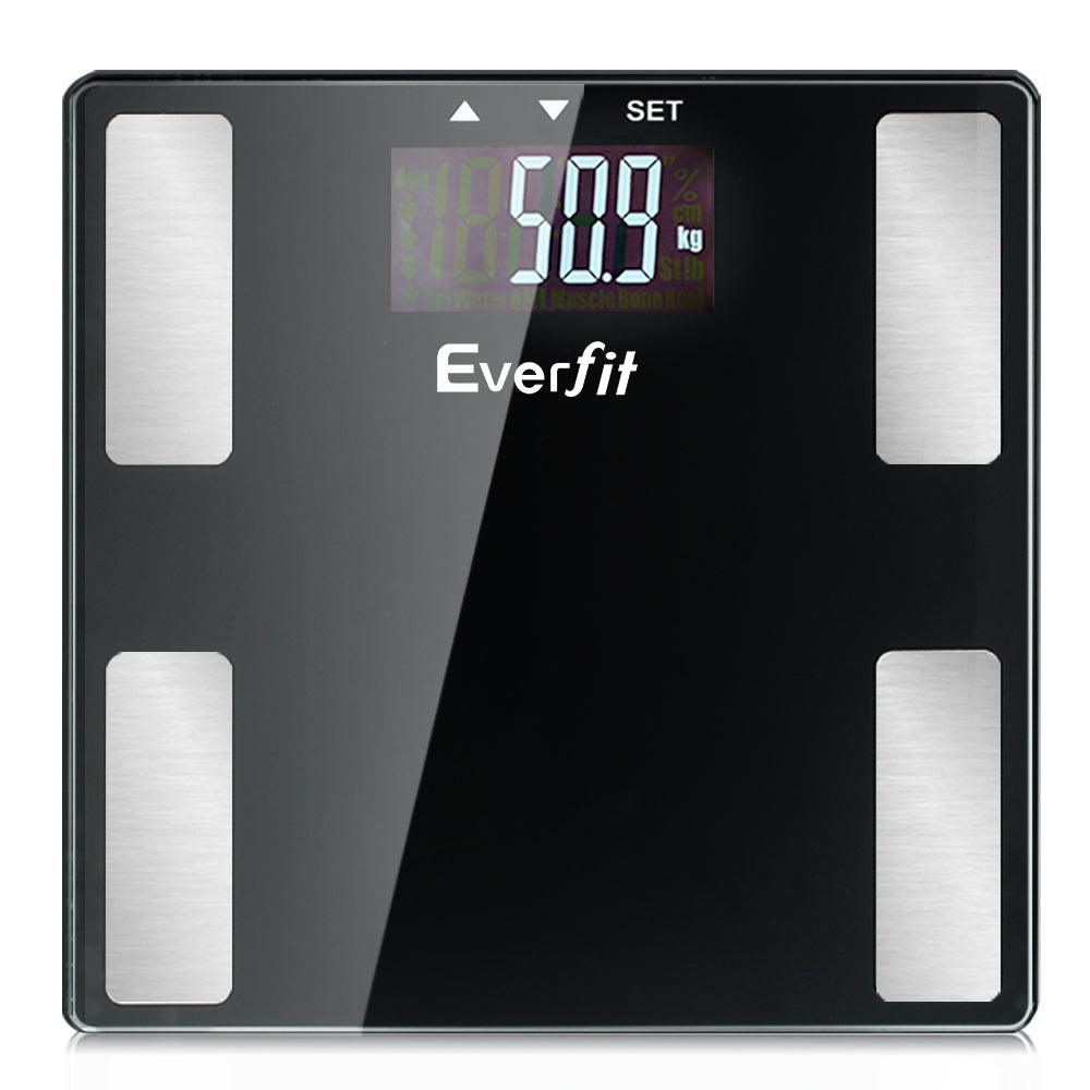 Everfit Body Fat Bathroom Scale Weighing BMI Monitor Gym 180KG - Harrogates