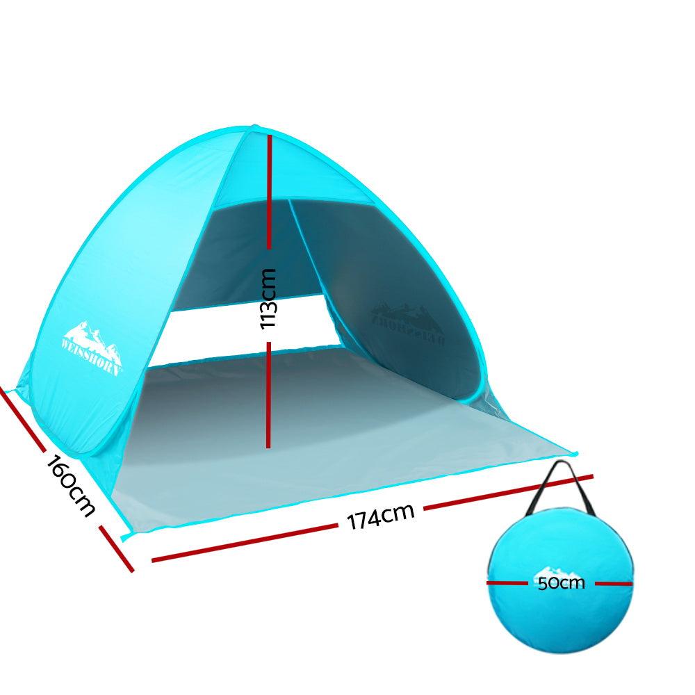 Weisshorn Pop Up Beach Tent Camping Hiking 3 Person Sun Shade Fishing Shelter - Harrogates