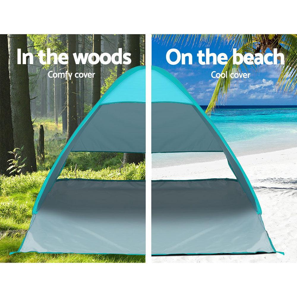 Weisshorn Pop Up Beach Tent Camping Hiking 3 Person Sun Shade Fishing Shelter - Harrogates