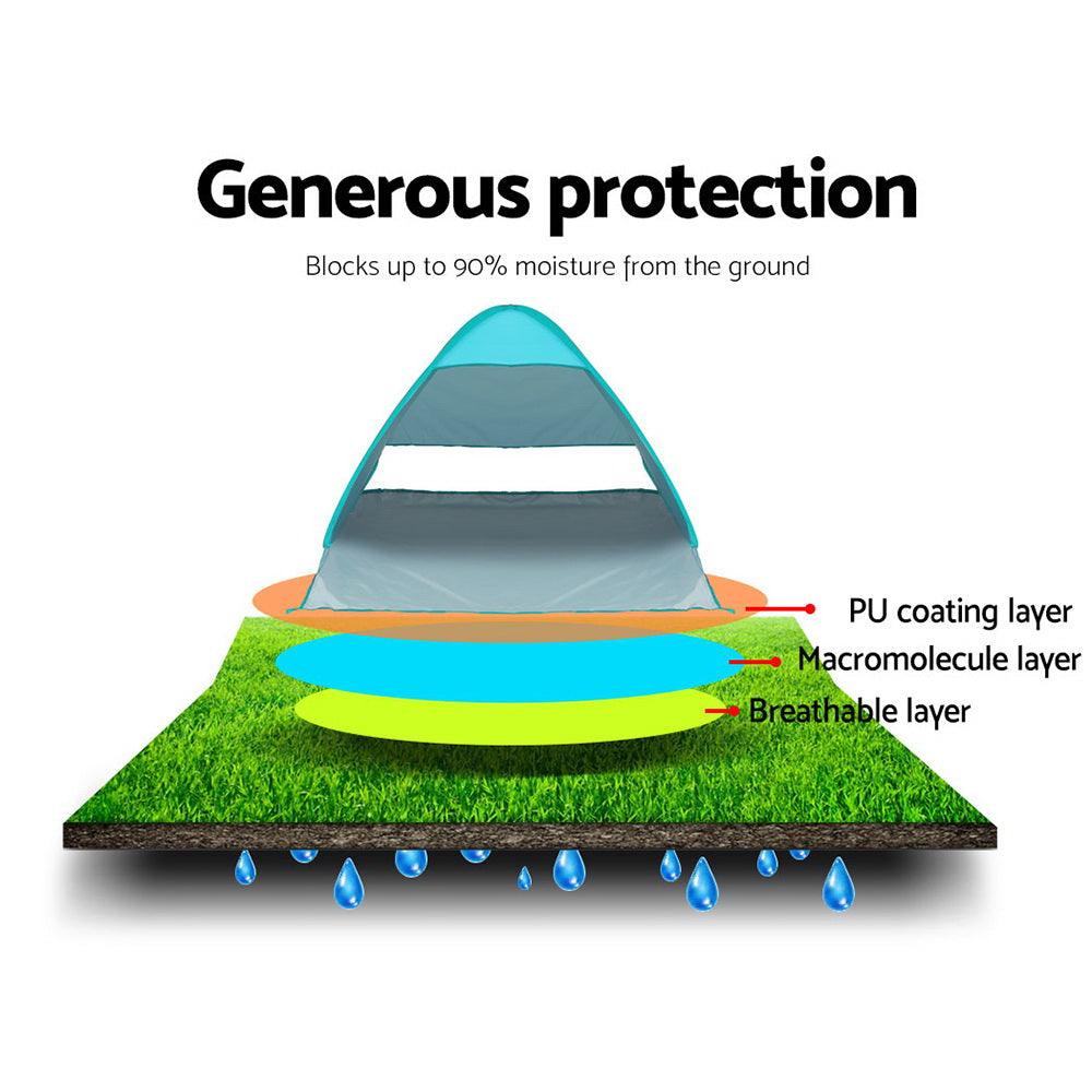 Weisshorn Pop Up Beach Tent Camping Hiking 3 Person Sun Shade Fishing Shelter - Harrogates