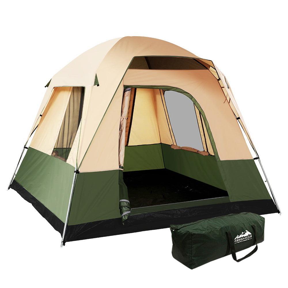 Weisshorn Family Camping Tent 4 Person Hiking Beach Tents Green - Harrogates