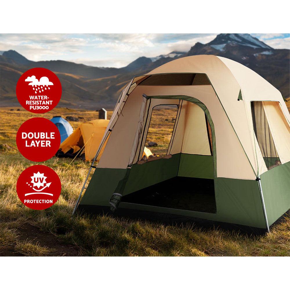 Weisshorn Family Camping Tent 4 Person Hiking Beach Tents Green - Harrogates