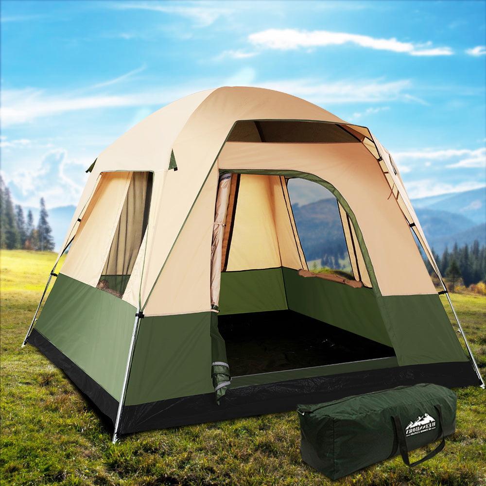 Weisshorn Family Camping Tent 4 Person Hiking Beach Tents Green - Harrogates