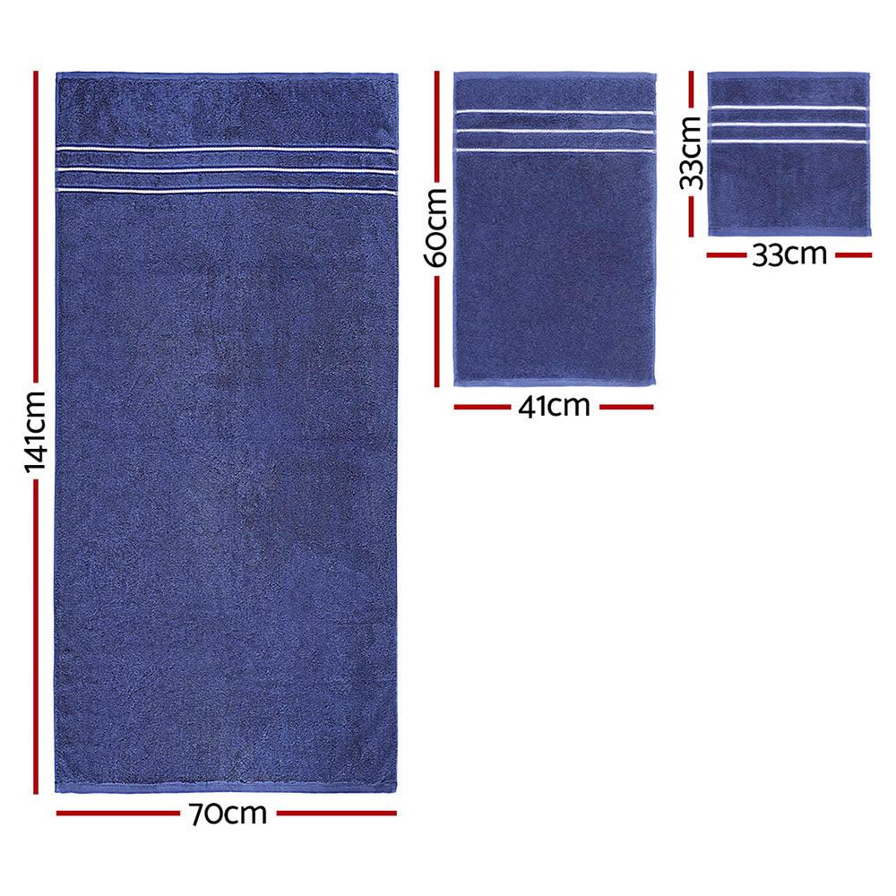 6 Pack Bath Towels Set Cotton Towel Navy - Harrogates