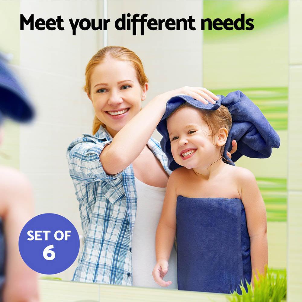 6 Pack Bath Towels Set Cotton Towel Navy - Harrogates