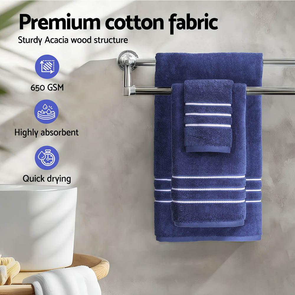 6 Pack Bath Towels Set Cotton Towel Navy - Harrogates