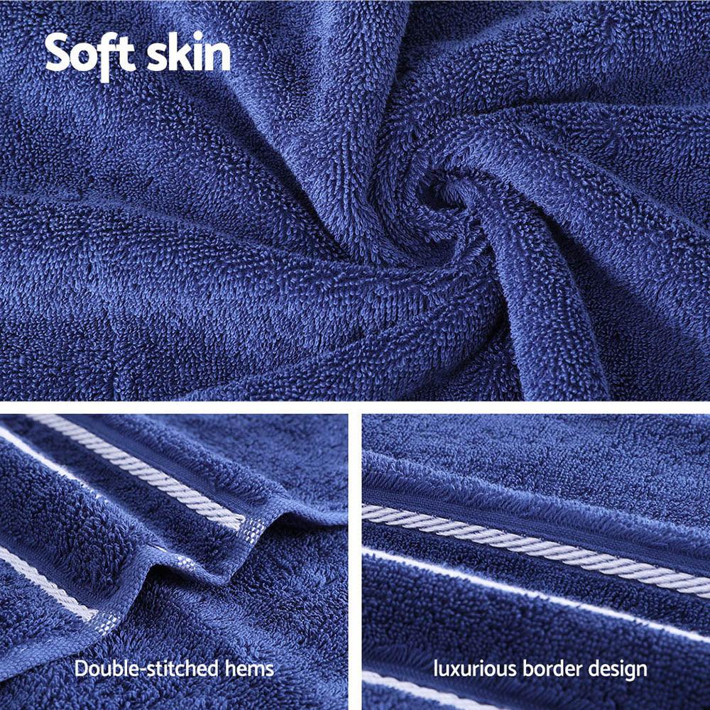 6 Pack Bath Towels Set Cotton Towel Navy - Harrogates
