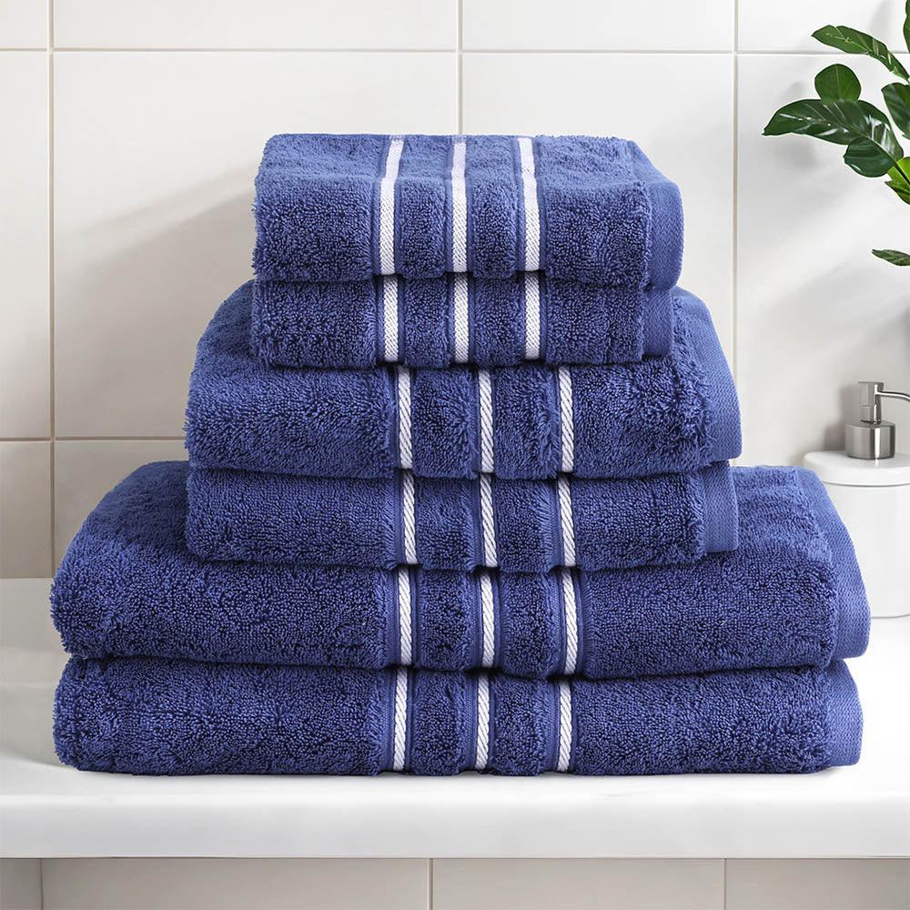 6 Pack Bath Towels Set Cotton Towel Navy - Harrogates