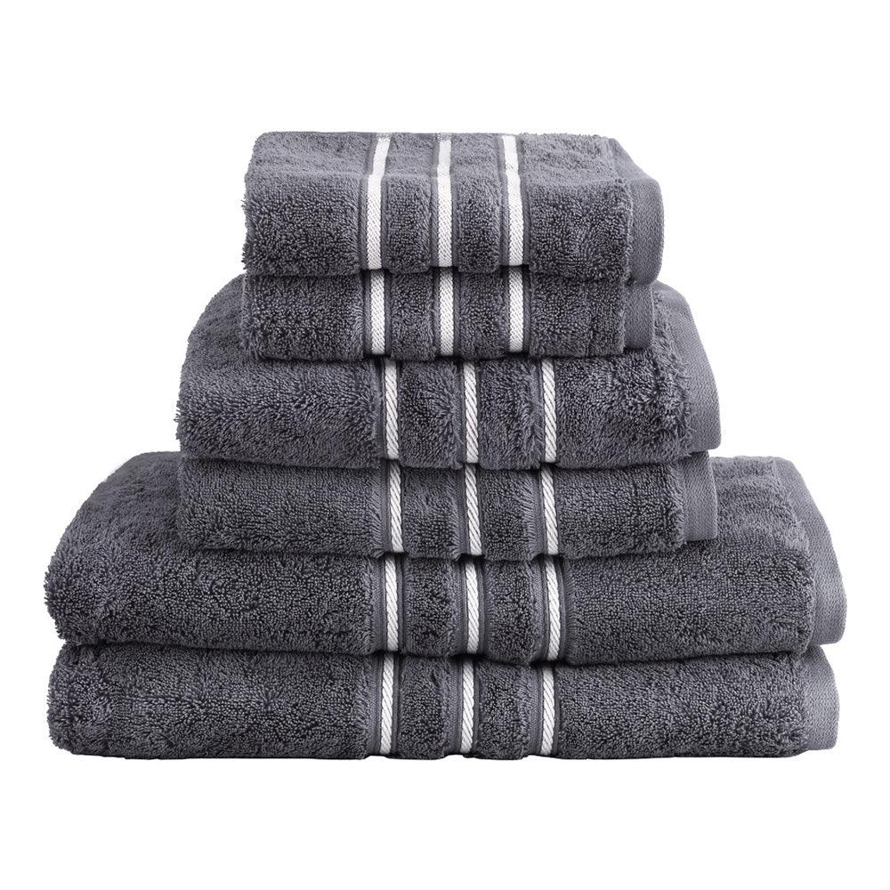 6 Pack Bath Towels Set Cotton Towel Grey - Harrogates