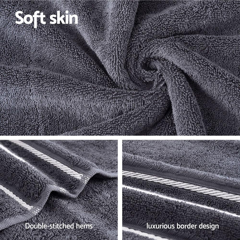 6 Pack Bath Towels Set Cotton Towel Grey - Harrogates