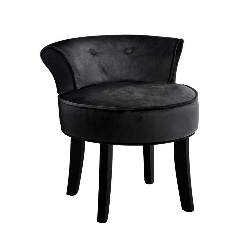 Artiss Vanity Stool Velvet Black Abella - Harrogates