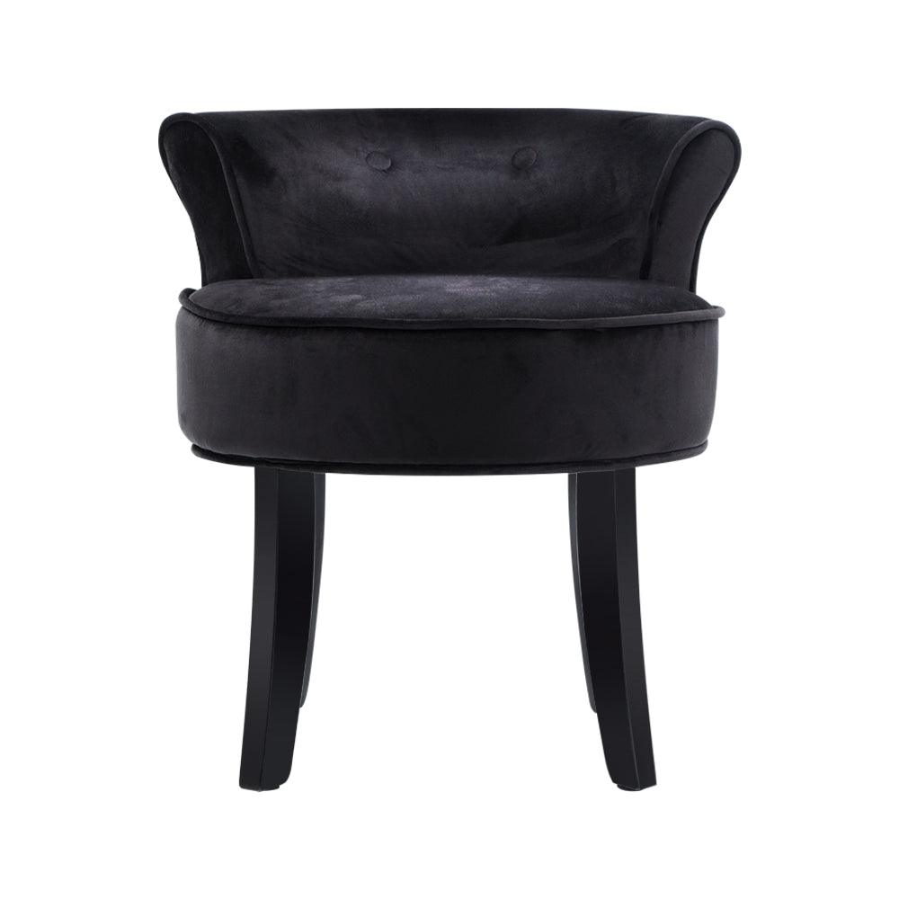 Artiss Vanity Stool Velvet Black Abella - Harrogates