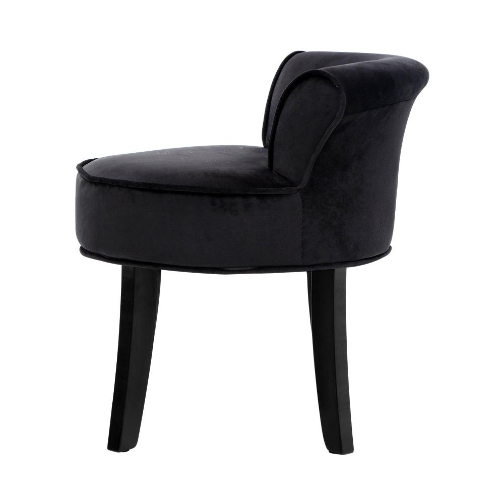 Artiss Vanity Stool Velvet Black Abella - Harrogates