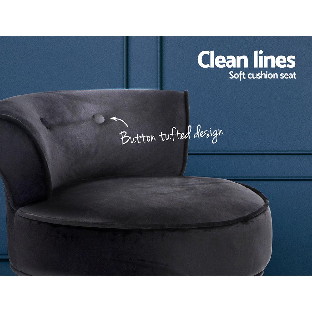 Artiss Vanity Stool Velvet Black Abella - Harrogates