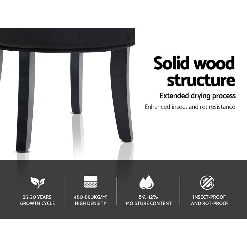 Artiss Vanity Stool Velvet Black Abella - Harrogates