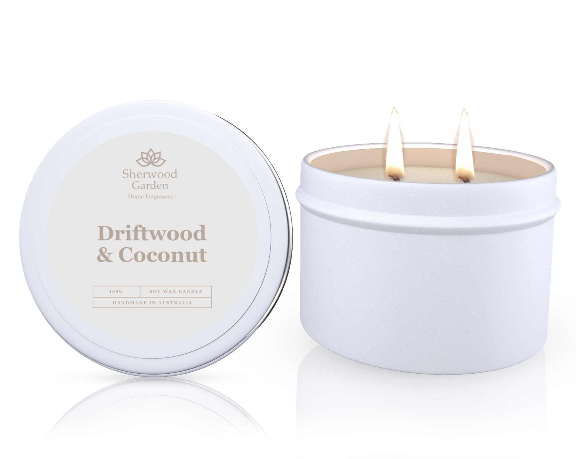 Sherwood Garden Driftwood & Coconut Soy Candle Tin 165g