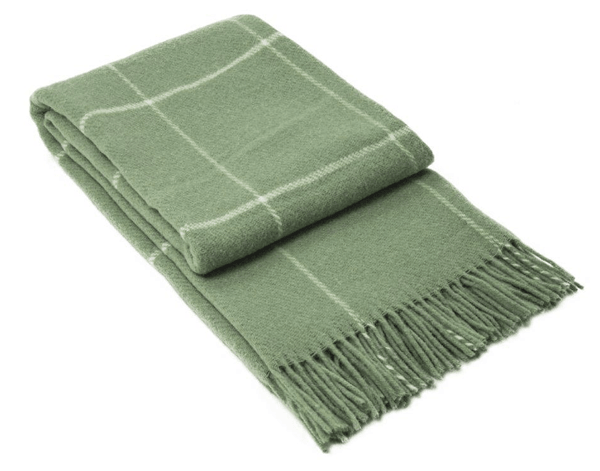 Brighton Throw - 100% NZ Wool - Sage Striped - Harrogates