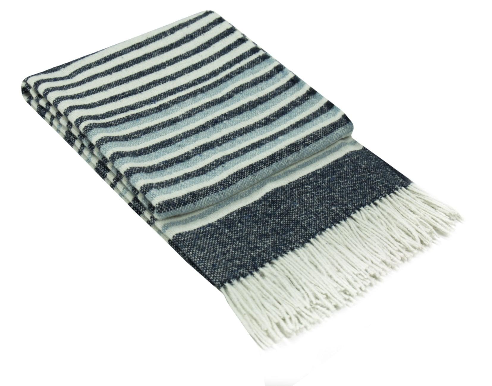 Richmond Throw - Reclaimed Wool Blend - Navy - Harrogates