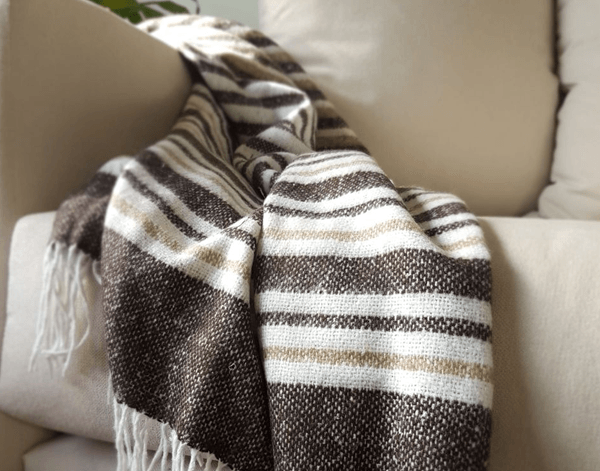 Richmond Throw - Reclaimed Wool Blend - Tan - Harrogates