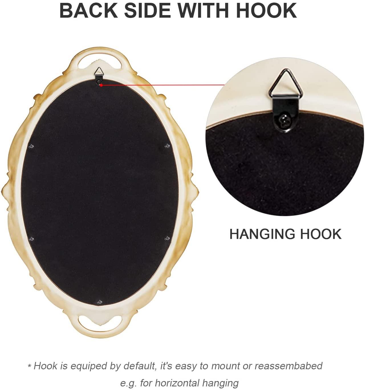 Oval Antique Gold 25 x 38 cm Vintage Carved Hanging Wall Mirror for Bedroom and Living-Room - Harrogates