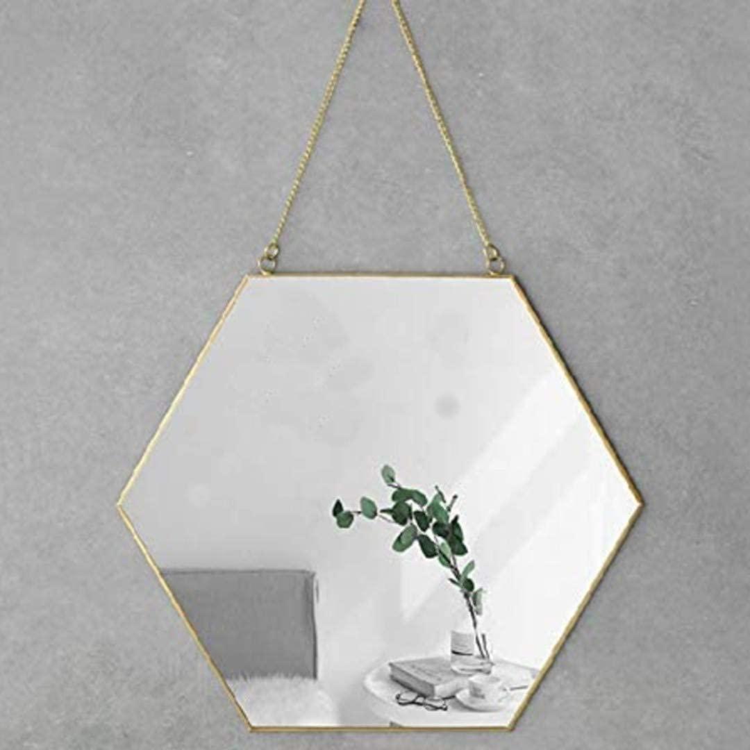 Hexagon Hanging Wall Mirror Decor (Gold Color) - Harrogates