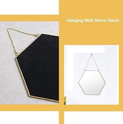 Hexagon Hanging Wall Mirror Decor (Gold Color) - Harrogates