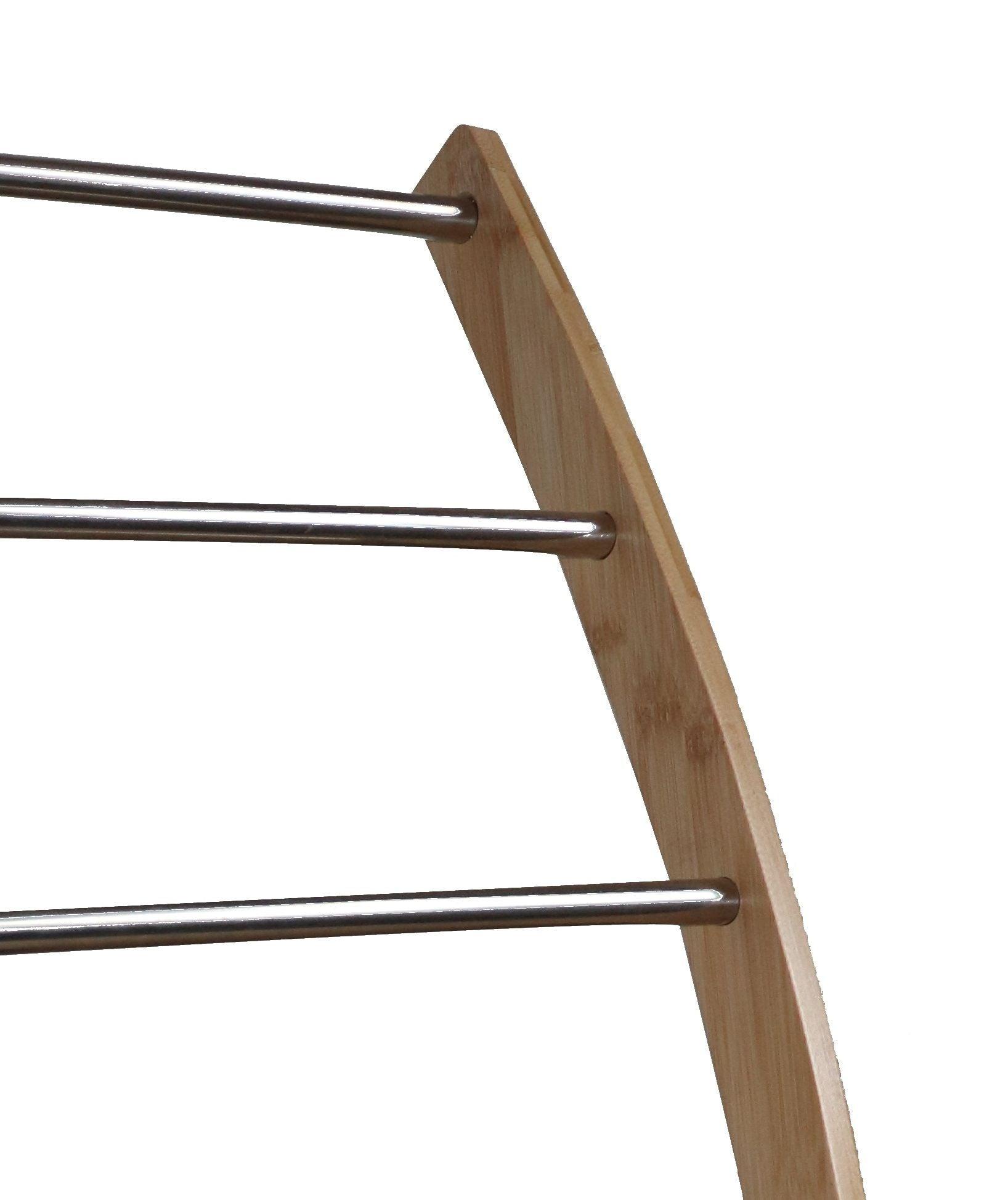 Bamboo Towel Bar Metal Holder Rack 3-Tier Freestanding and Bottom shelf for Bathroom - Harrogates