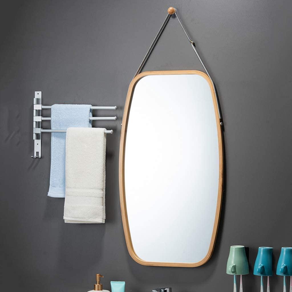 Hanging Full Length Wall Mirror - Solid Bamboo Frame and Adjustable Leather Strap - Harrogates