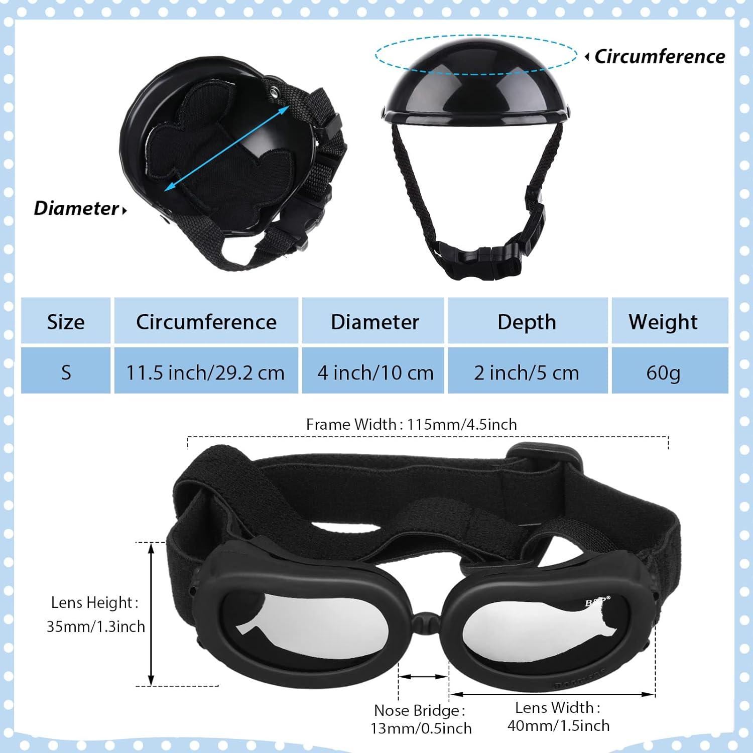 Dog Helmet Goggles, Small Size, Black - Harrogates