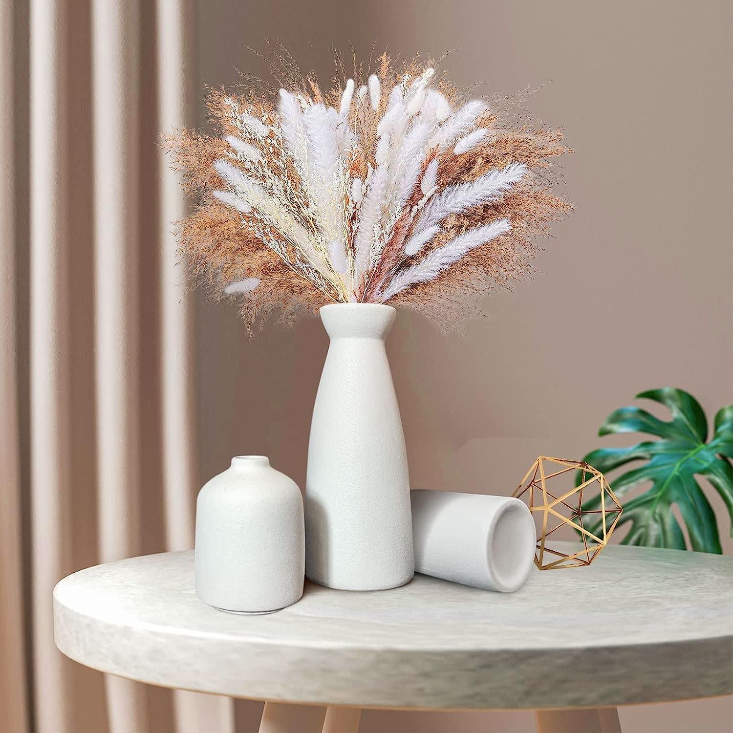 Ceramic Set of 3 Modern White Vases for Home Decor - Harrogates