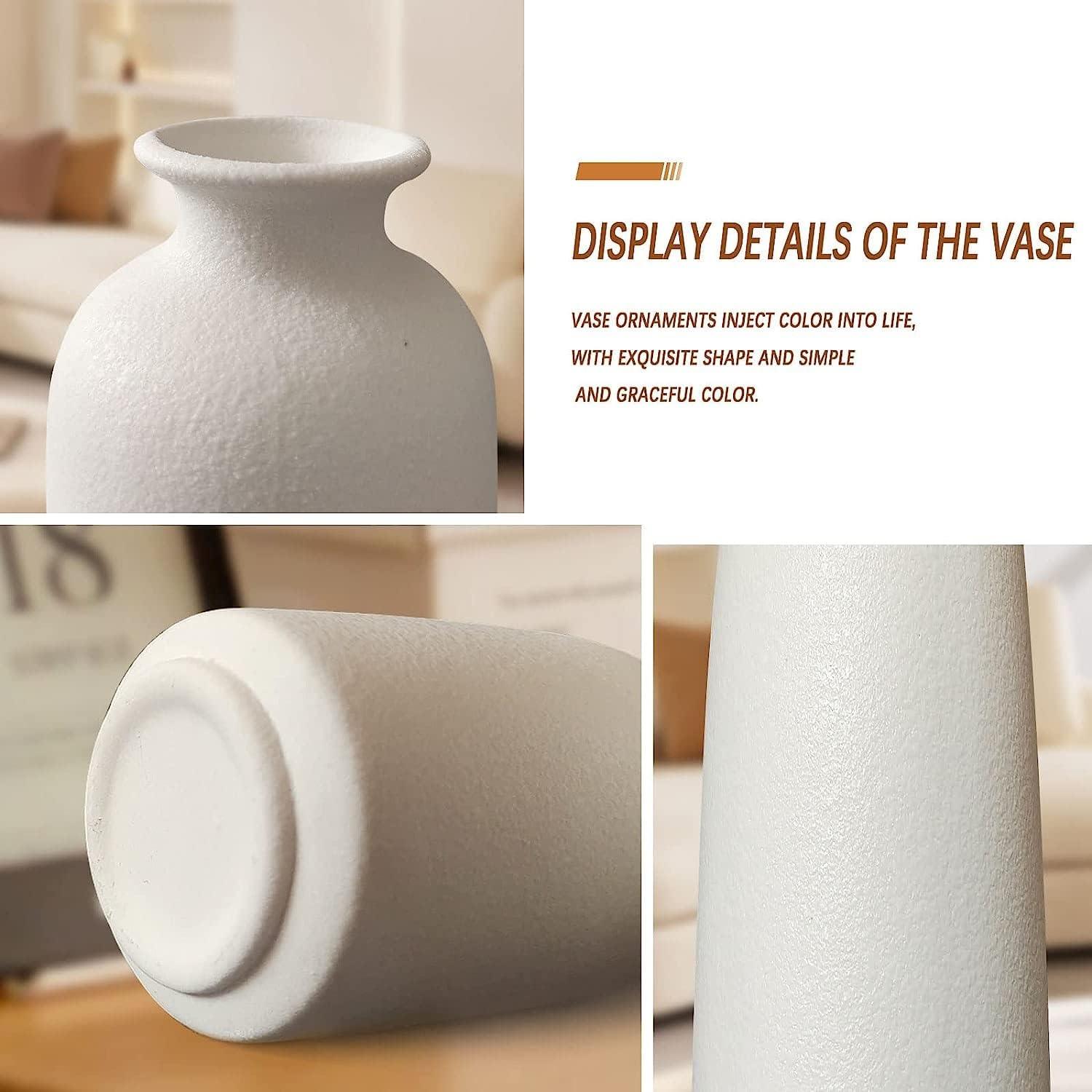 Ceramic Set of 3 Modern White Vases for Home Decor - Harrogates