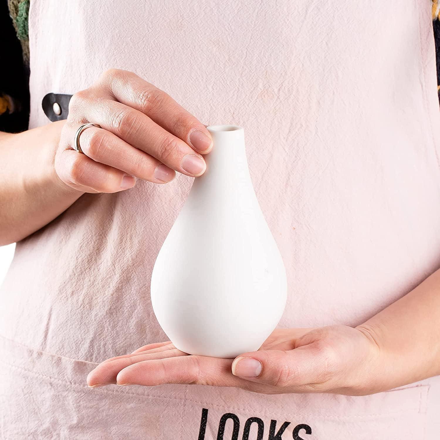 Ceramic Set of 5 White Vases for Home Decor