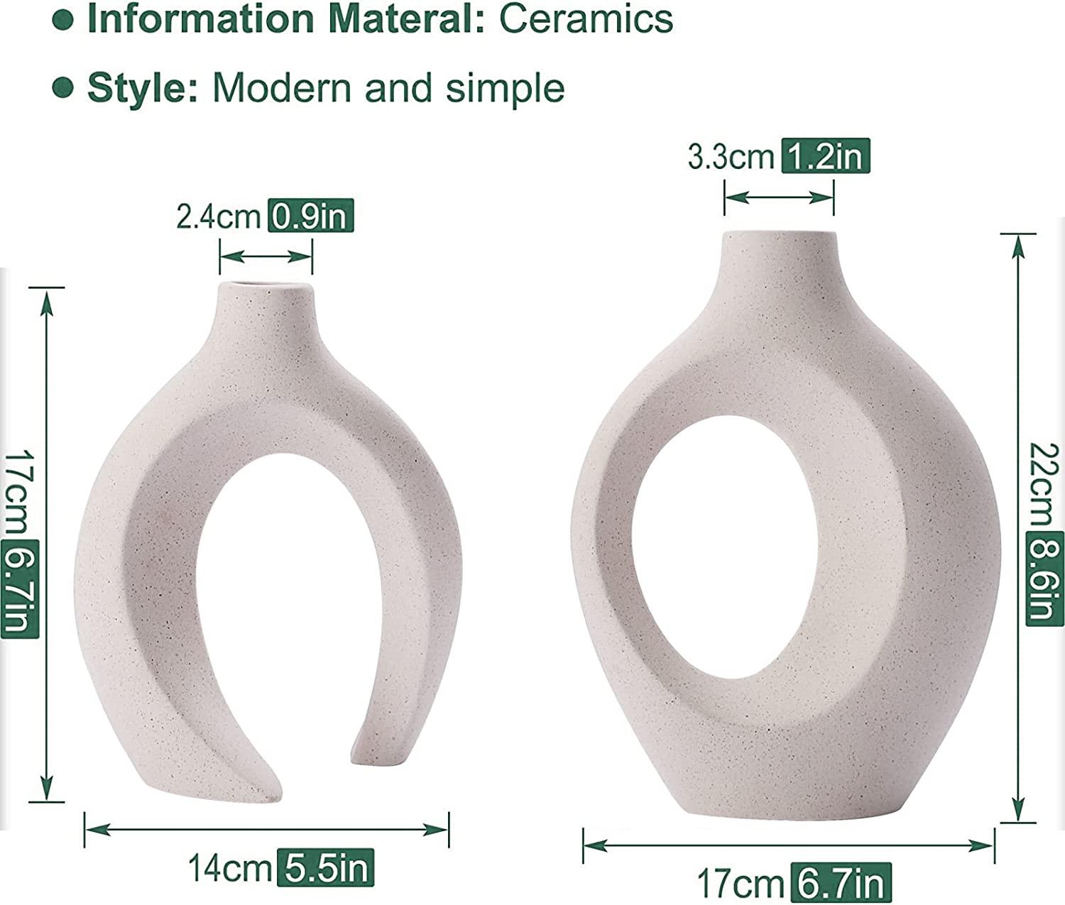 Ceramic Set of 2 Creative White Vases for Home Decor - Harrogates
