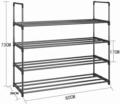 4-Tier Stainless Steel Shoe Rack Storage Organizer to Hold up to 20 Pairs of Shoes (80cm, Black) - Harrogates