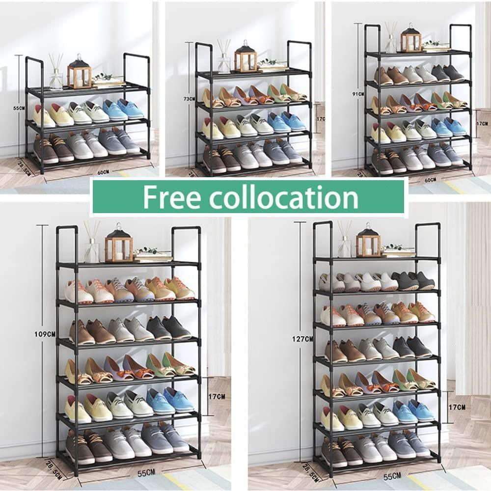 4-Tier Stainless Steel Shoe Rack Storage Organizer to Hold up to 20 Pairs of Shoes (80cm, Black) - Harrogates