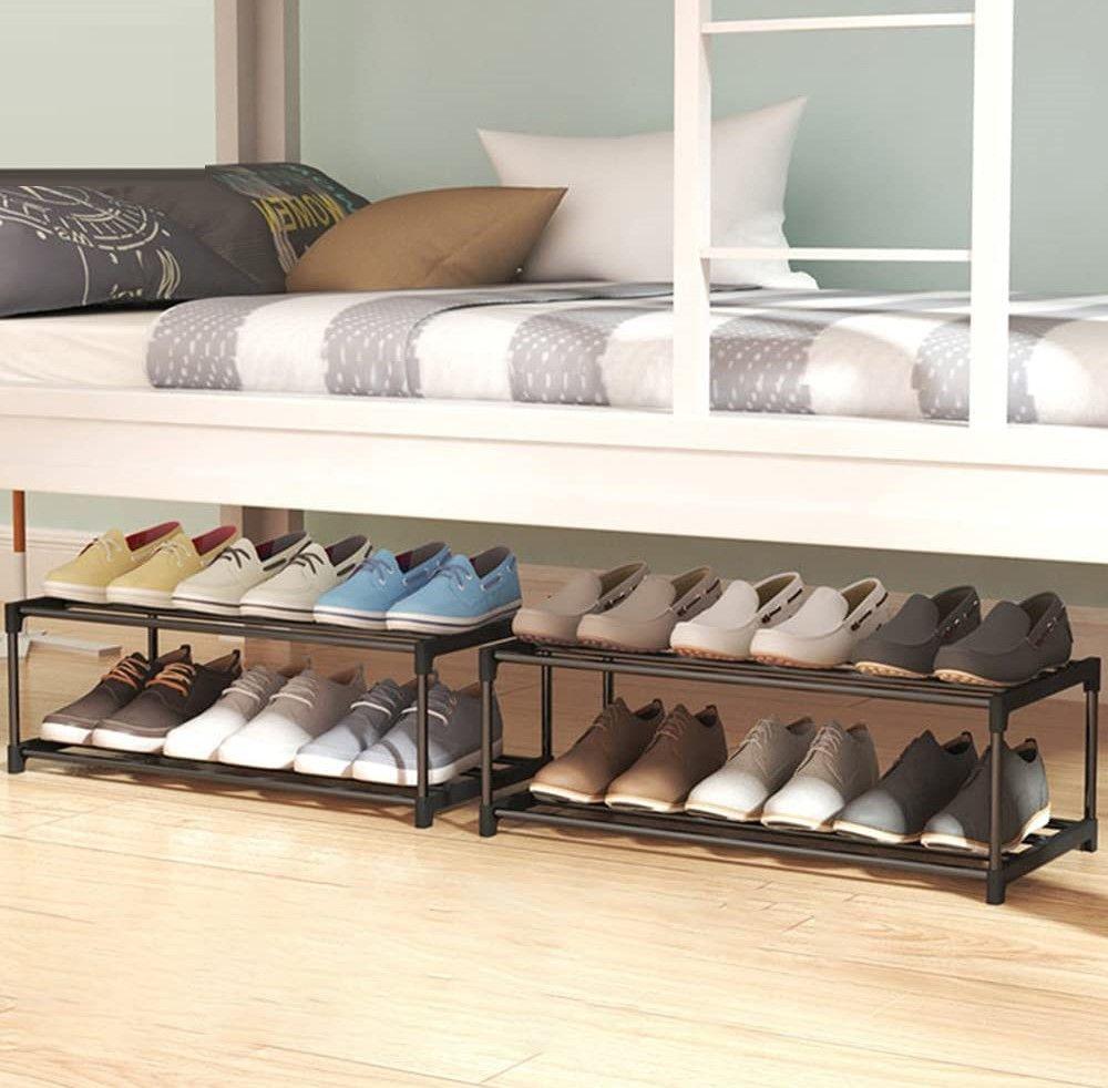 4-Tier Stainless Steel Shoe Rack Storage Organizer to Hold up to 20 Pairs of Shoes (80cm, Black) - Harrogates