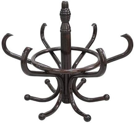 Brown Coat Rack with Stand Wooden Hat and 12 Hooks Hanger Walnut tree - Harrogates