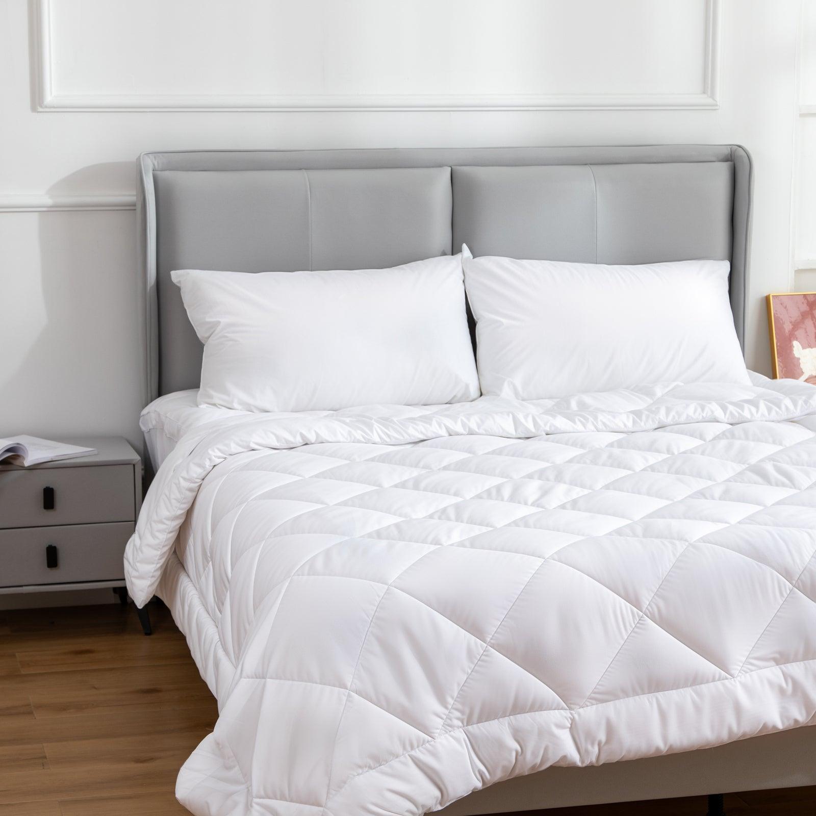 100 Percent Cotton Pillow Cover with 800g Poly Fill, Hypoallergenic, Antibacterial, and Cooling Technology 2 PK - Harrogates