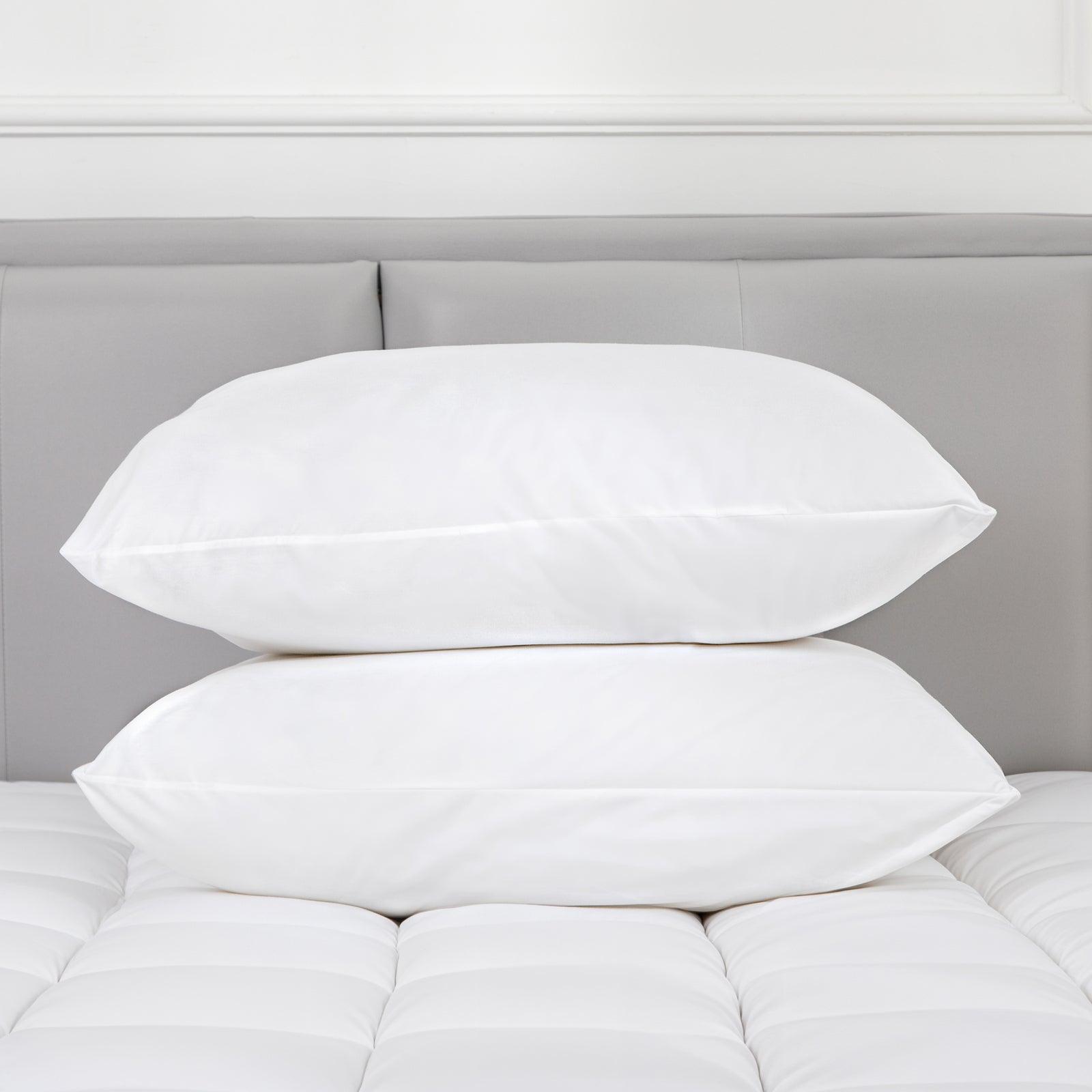 100 Percent Cotton Pillow Cover with 800g Poly Fill, Hypoallergenic, Antibacterial, and Cooling Technology 2 PK - Harrogates