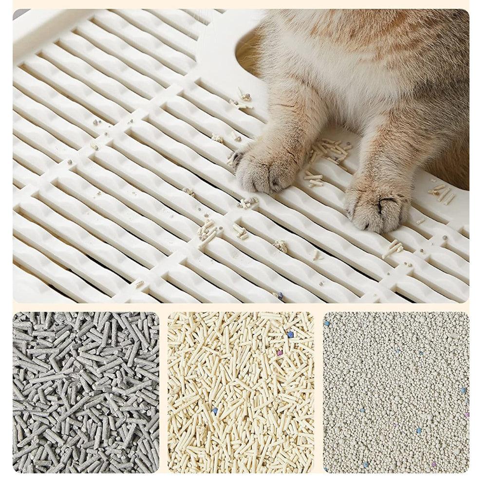 Feandrea Cat Litter Tray with Lid and Door Beige and Black PPT001W01 - Harrogates