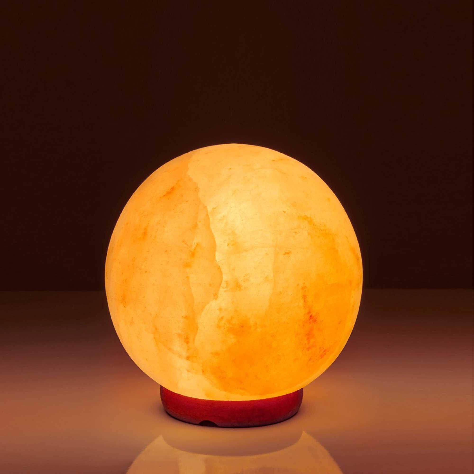 12V 12W 6.5" Ball Himalayan Pink Salt Lamp Carved Rock Crystal Light Bulb On/Off - Harrogates