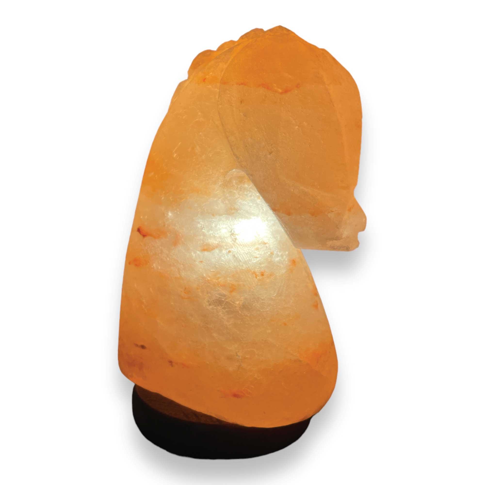 12V 12W Horse Himalayan Pink Salt Lamp Carved Knight Rock Crystal Light Bulb On/Off - Harrogates